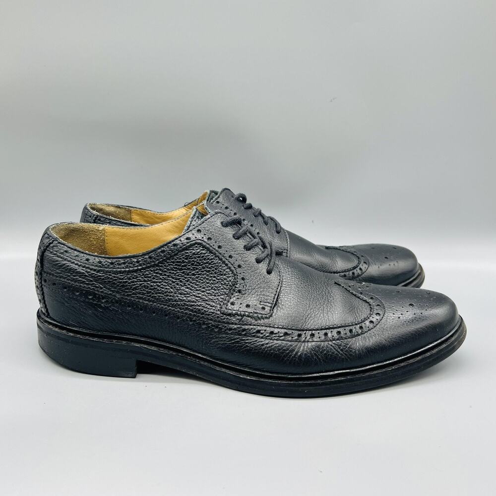 Cole Haan Shoes Mens 11.5 Black Leather Wingtip Oxford Dress Brogue Classic